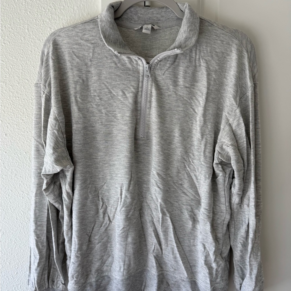 Light Gray Quarter-Zip Pullover Sweatshirt